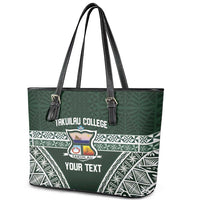 Personalised Tonga Takuilau College Leather Tote Bag 50th Anniversary Ngatu Kupesi - Polynesian Pride