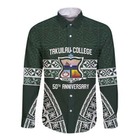 Personalised Tonga Takuilau College Long Sleeve Button Shirt 50th Anniversary Ngatu Kupesi - Polynesian Pride