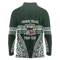 Personalised Tonga Takuilau College Long Sleeve Polo Shirt 50th Anniversary Ngatu Kupesi - Polynesian Pride
