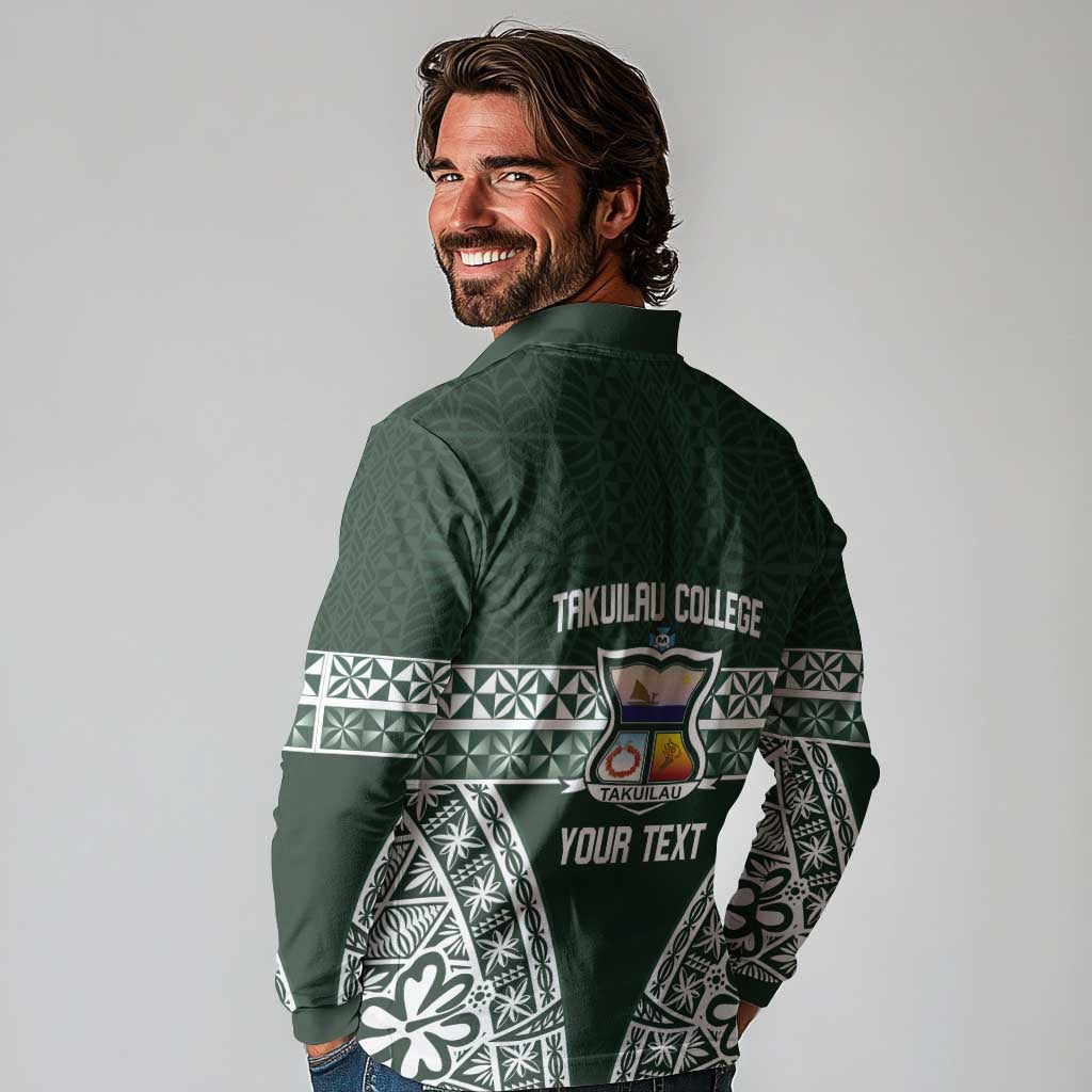 Personalised Tonga Takuilau College Long Sleeve Polo Shirt 50th Anniversary Ngatu Kupesi - Polynesian Pride