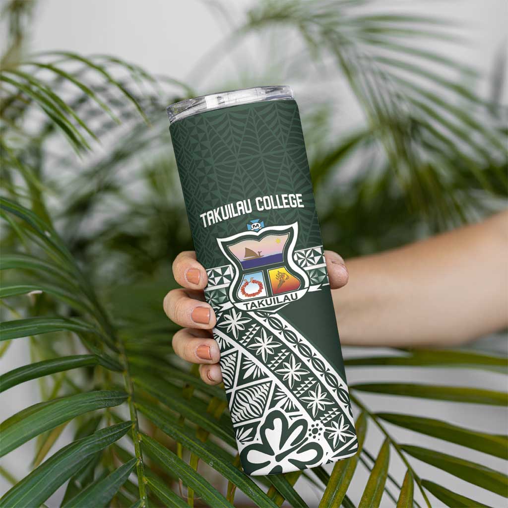 Personalised Tonga Takuilau College Skinny Tumbler 50th Anniversary Ngatu Kupesi - Polynesian Pride