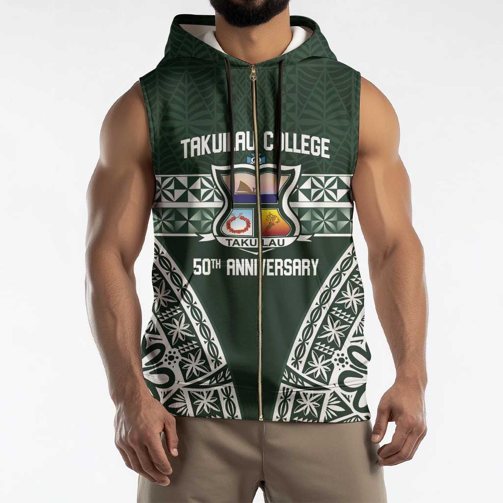 Personalised Tonga Takuilau College Sleeveless Zip Hoodie 50th Anniversary Ngatu Kupesi - Polynesian Pride