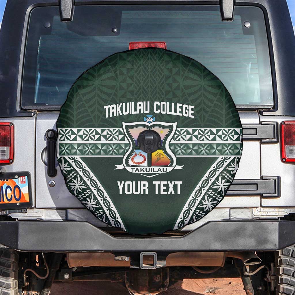 Personalised Tonga Takuilau College Spare Tire Cover 50th Anniversary Ngatu Kupesi LT14 Green - Polynesian Pride