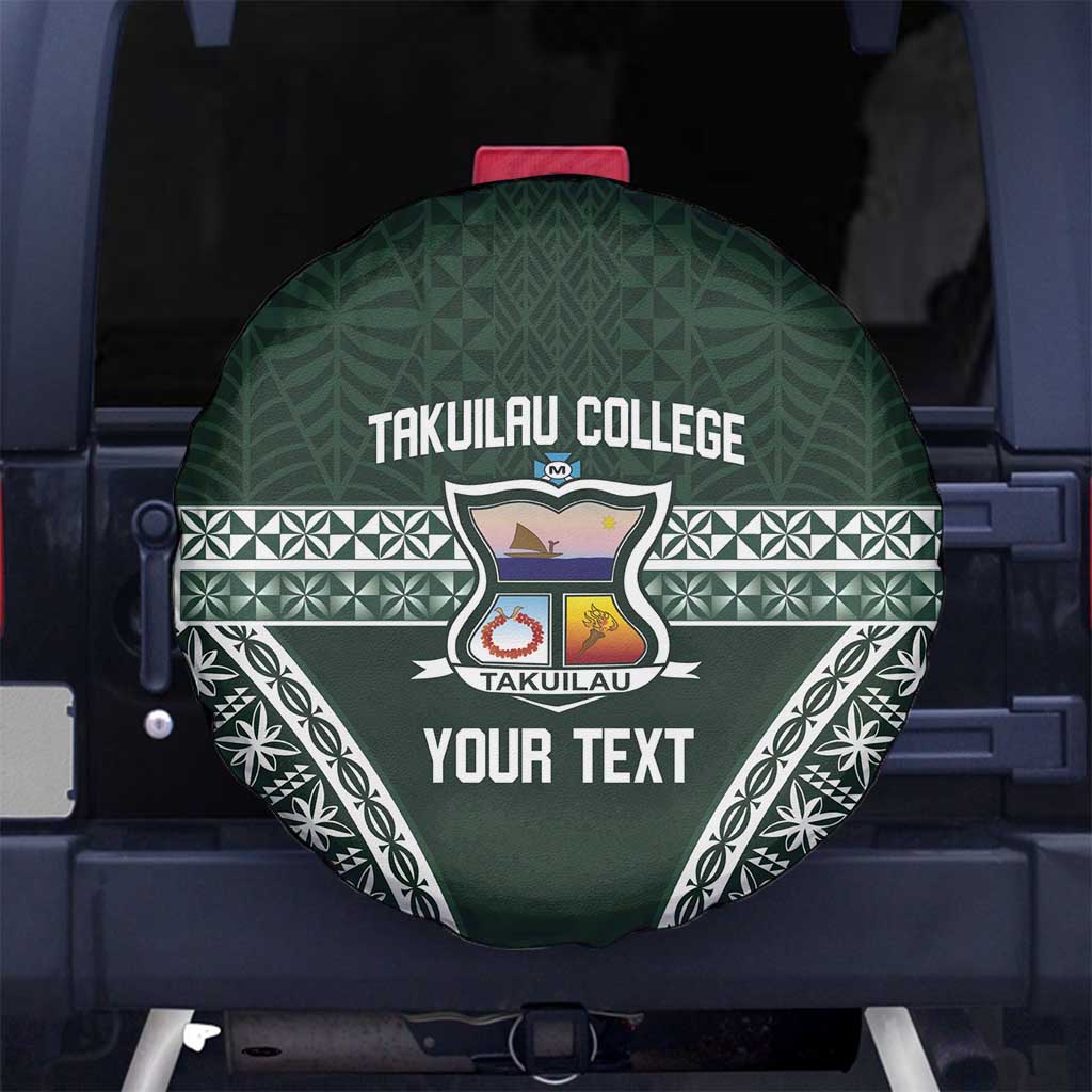 Personalised Tonga Takuilau College Spare Tire Cover 50th Anniversary Ngatu Kupesi LT14 No hole Green - Polynesian Pride