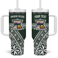 Personalised Tonga Takuilau College Tumbler With Handle 50th Anniversary Ngatu Kupesi - Polynesian Pride