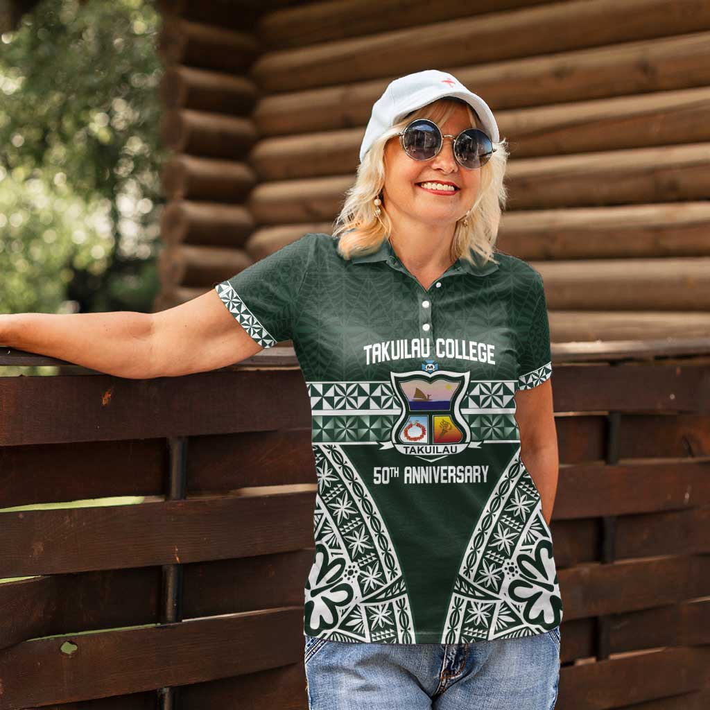 Personalised Tonga Takuilau College Women Polo Shirt 50th Anniversary Ngatu Kupesi - Polynesian Pride