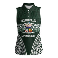 Personalised Tonga Takuilau College Women Sleeveless Polo Shirt 50th Anniversary Ngatu Kupesi - Polynesian Pride