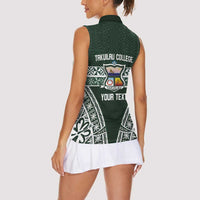Personalised Tonga Takuilau College Women Sleeveless Polo Shirt 50th Anniversary Ngatu Kupesi - Polynesian Pride