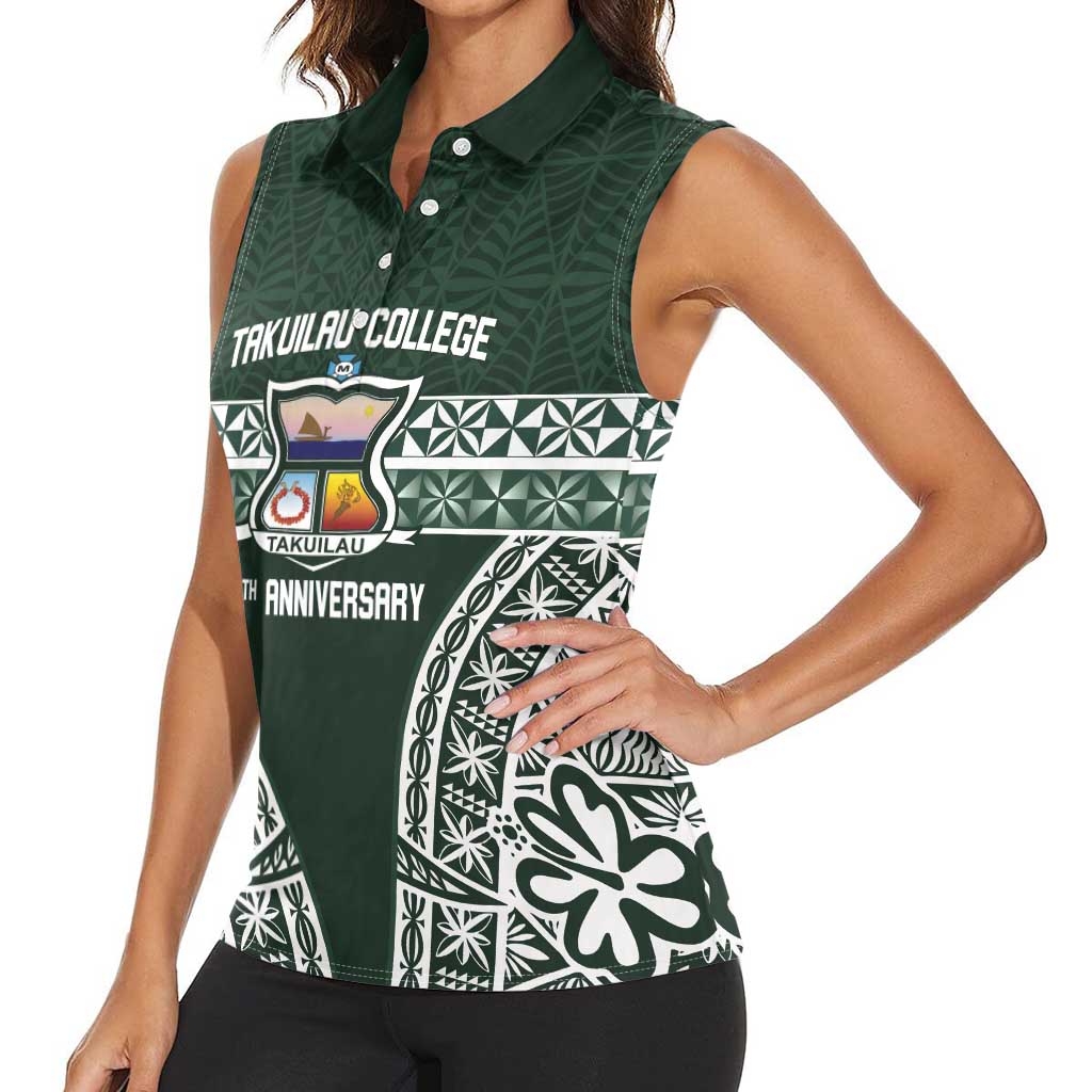 Personalised Tonga Takuilau College Women Sleeveless Polo Shirt 50th Anniversary Ngatu Kupesi - Polynesian Pride