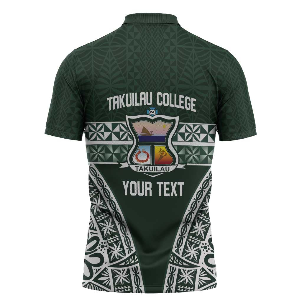 Personalised Tonga Takuilau College Zipper Polo Shirt 50th Anniversary Ngatu Kupesi - Polynesian Pride