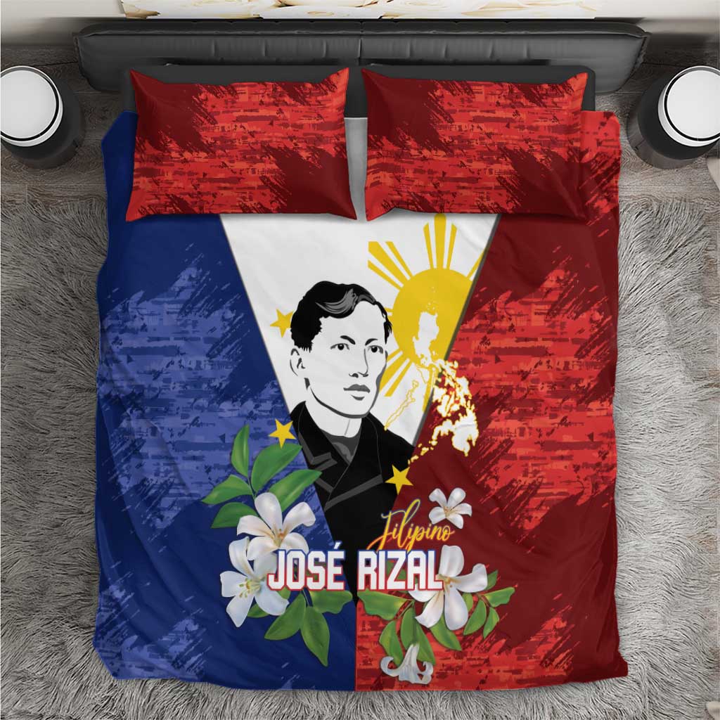 Philippines Rizal Day Bedding Set Filipino Sampaguita Grunge Style - Polynesian Pride