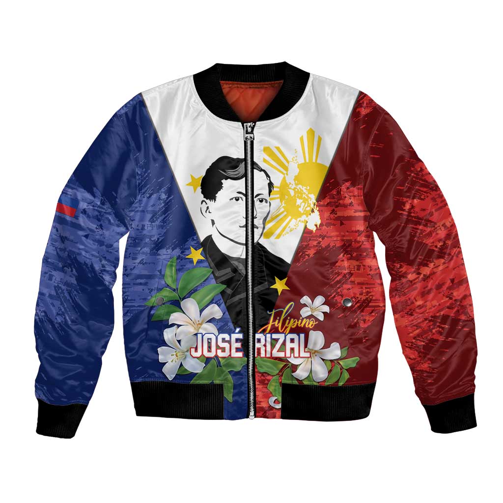 Philippines Rizal Day Bomber Jacket Filipino Sampaguita Grunge Style - Polynesian Pride