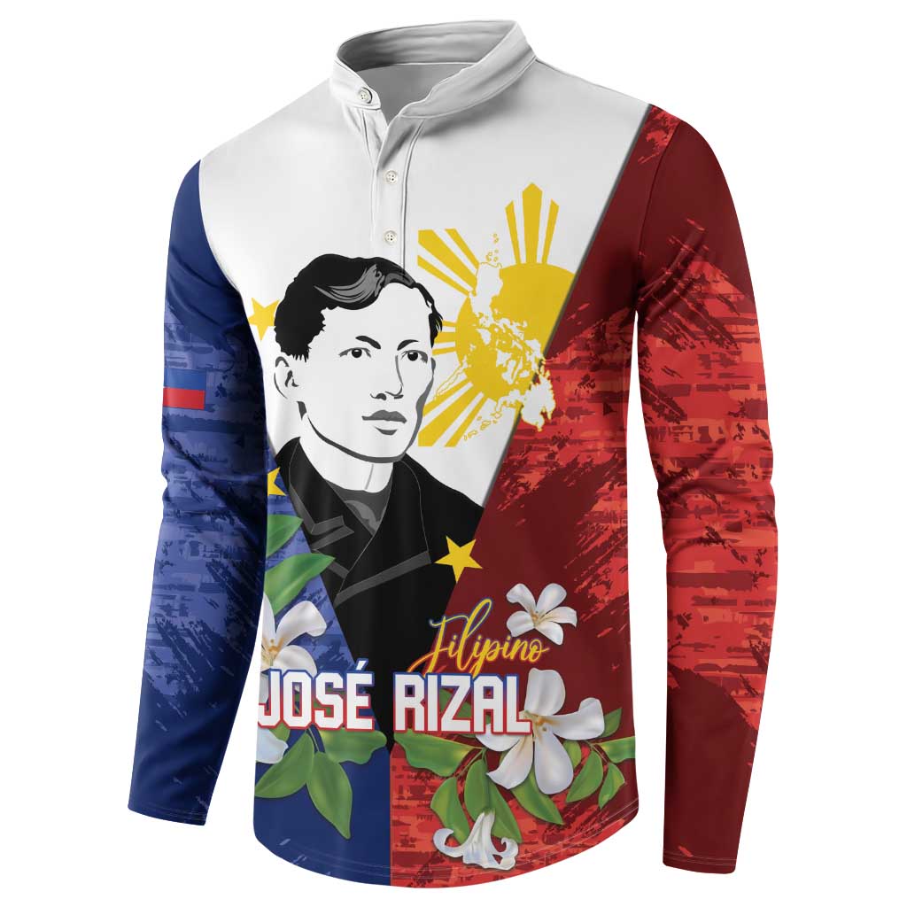 Philippines Rizal Day Button Sweatshirt Filipino Sampaguita Grunge Style - Polynesian Pride