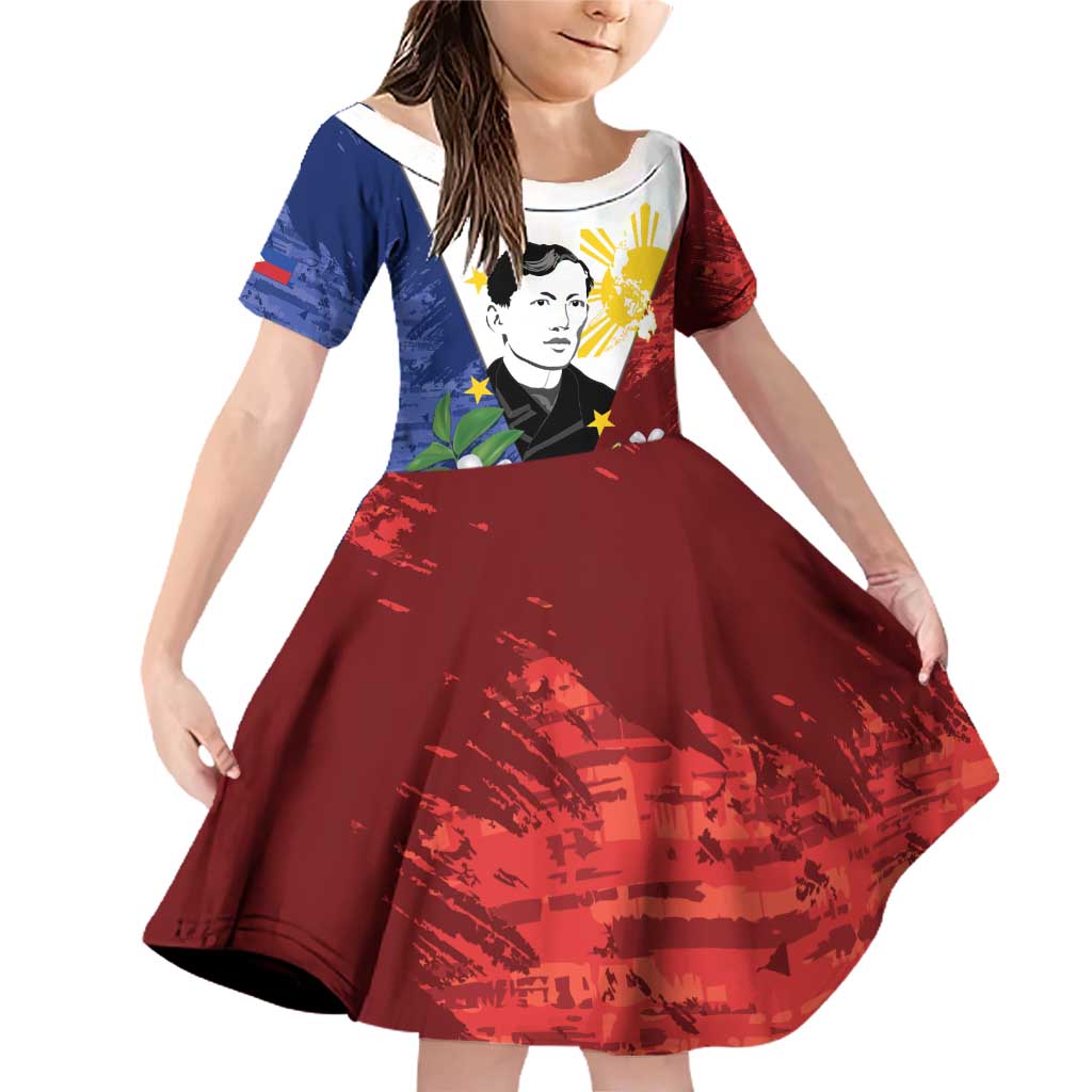 Philippines Rizal Day Family Matching Off Shoulder Short Dress and Hawaiian Shirt Filipino Sampaguita Grunge Style - Polynesian Pride