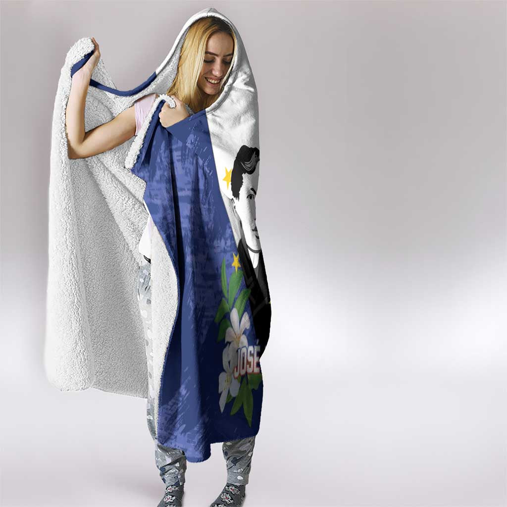 Philippines Rizal Day Hooded Blanket Filipino Sampaguita Grunge Style - Polynesian Pride