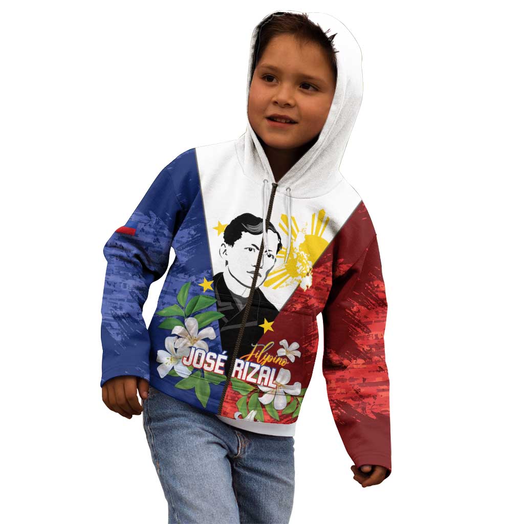 Philippines Rizal Day Kid Hoodie Filipino Sampaguita Grunge Style - Polynesian Pride