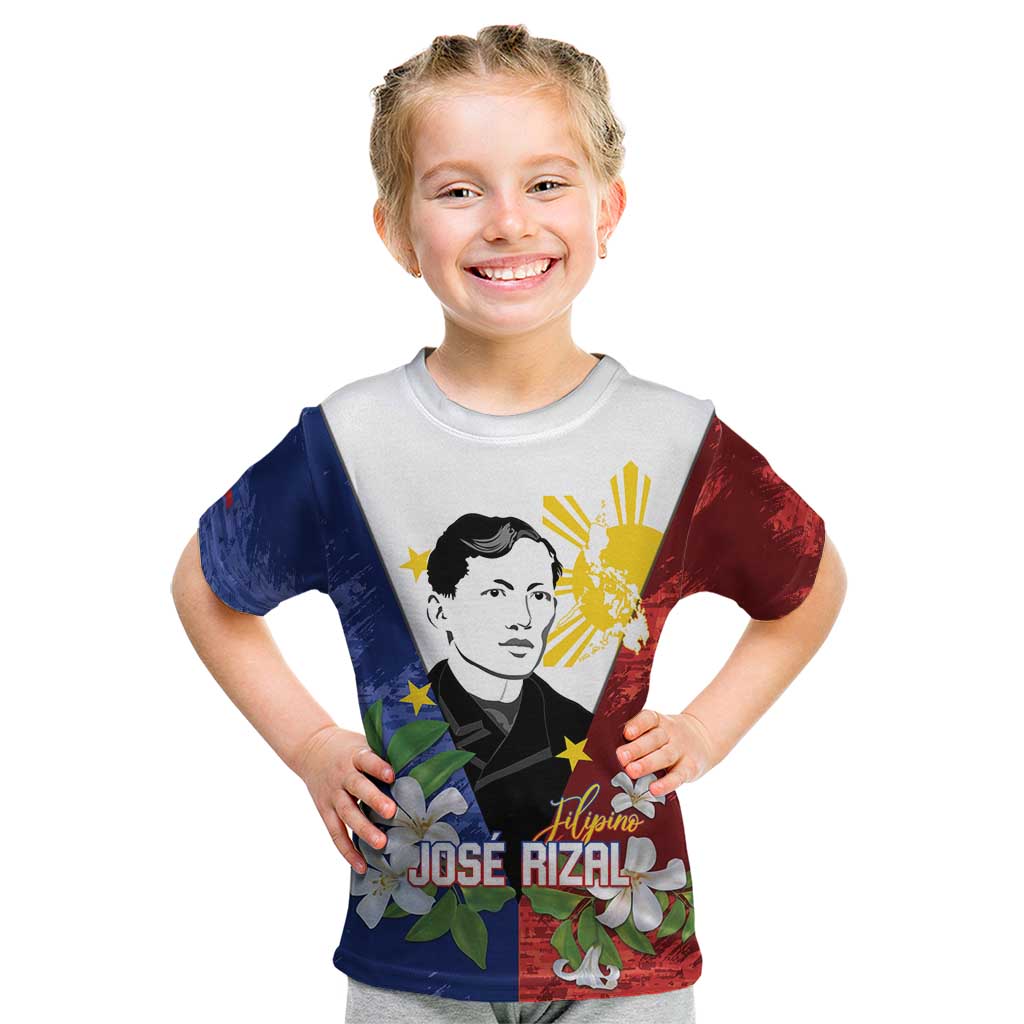 Philippines Rizal Day Kid T Shirt Filipino Sampaguita Grunge Style LT14 Blue - Polynesian Pride