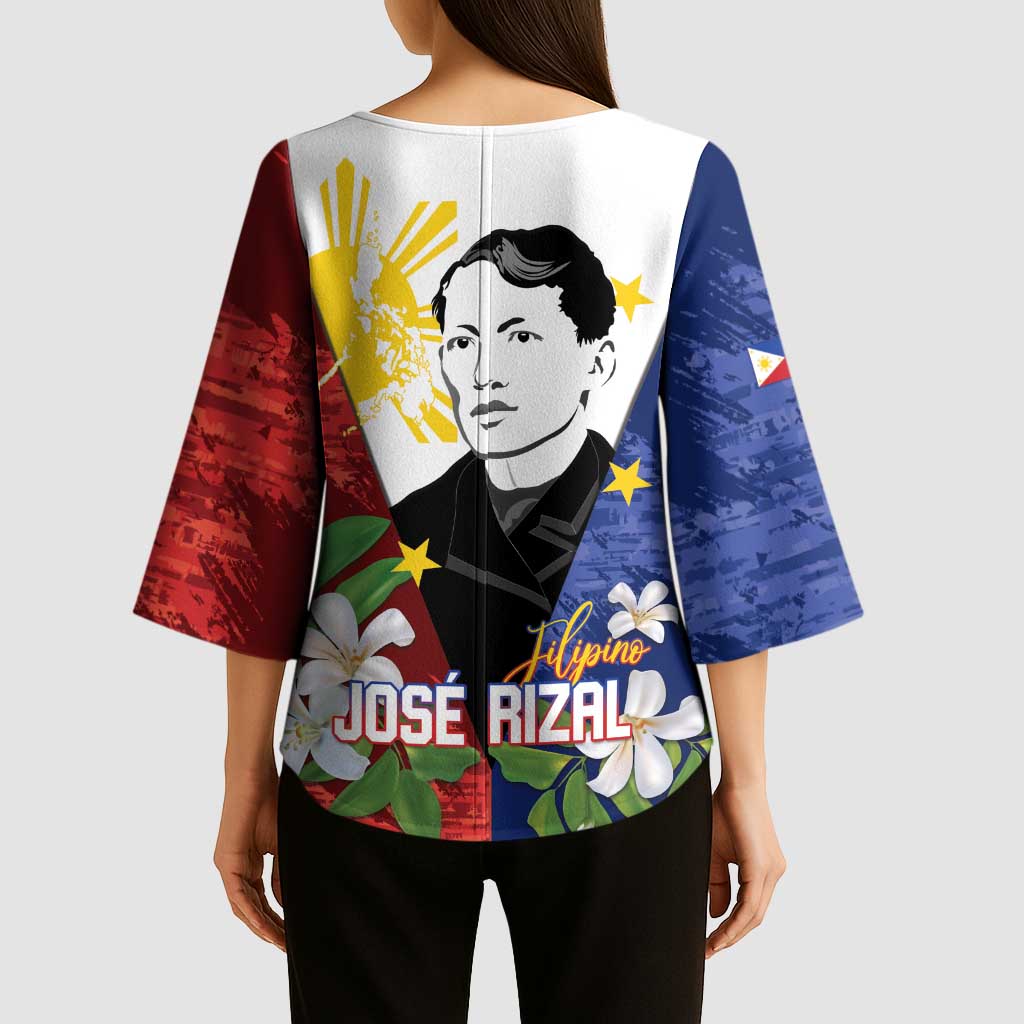 Philippines Rizal Day Kimono Sleeve Blouse Filipino Sampaguita Grunge Style - Polynesian Pride