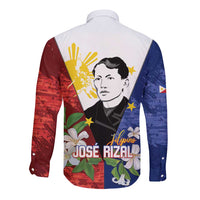 Philippines Rizal Day Long Sleeve Button Shirt Filipino Sampaguita Grunge Style - Polynesian Pride