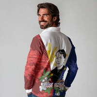 Philippines Rizal Day Long Sleeve Polo Shirt Filipino Sampaguita Grunge Style - Polynesian Pride