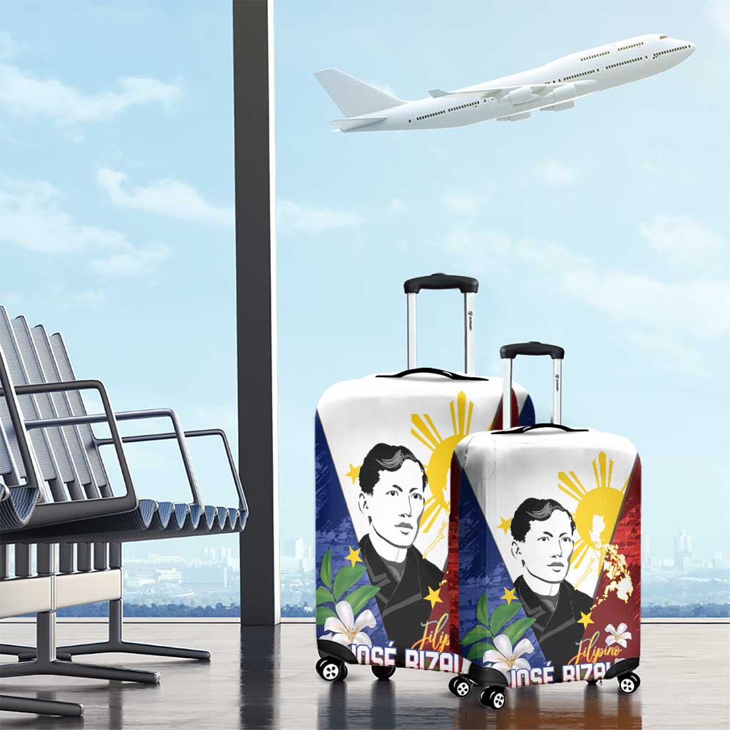 Philippines Rizal Day Luggage Cover Filipino Sampaguita Grunge Style - Polynesian Pride