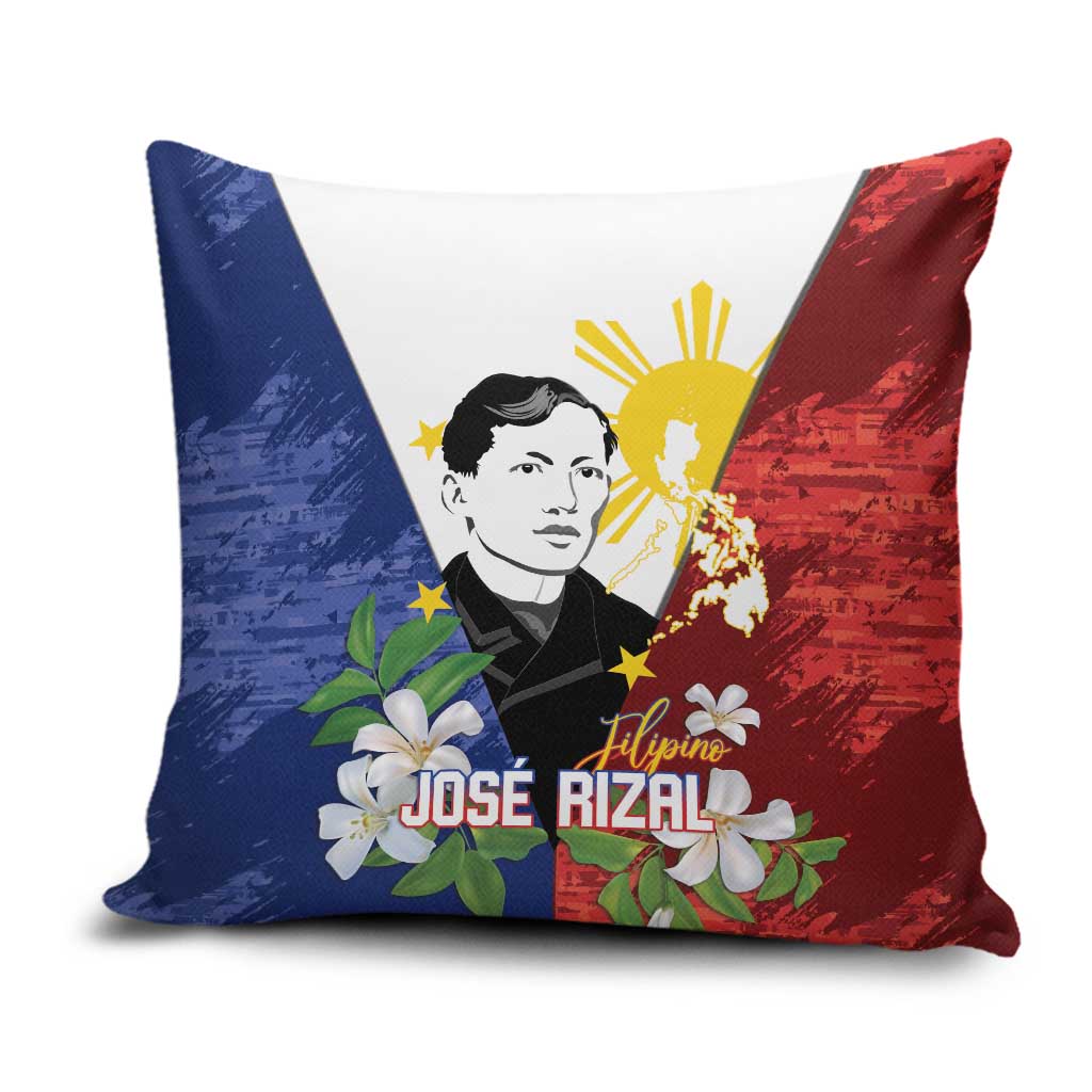 Philippines Rizal Day Pillow Cover Filipino Sampaguita Grunge Style LT14 Blue - Polynesian Pride