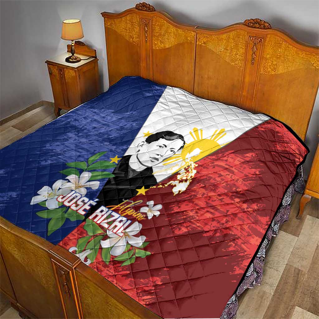 Philippines Rizal Day Quilt Filipino Sampaguita Grunge Style - Polynesian Pride