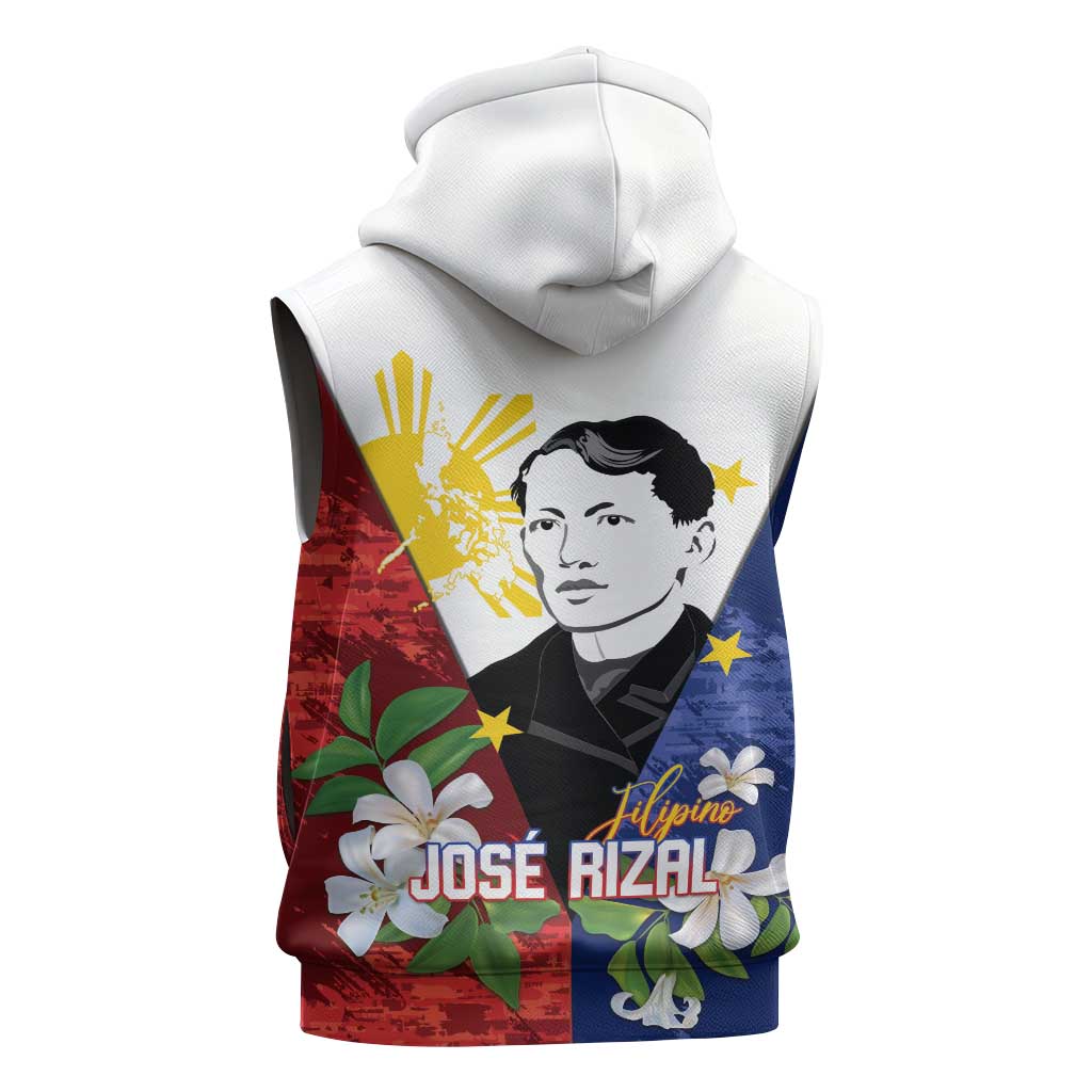 Philippines Rizal Day Sleeveless Zip Hoodie Filipino Sampaguita Grunge Style - Polynesian Pride