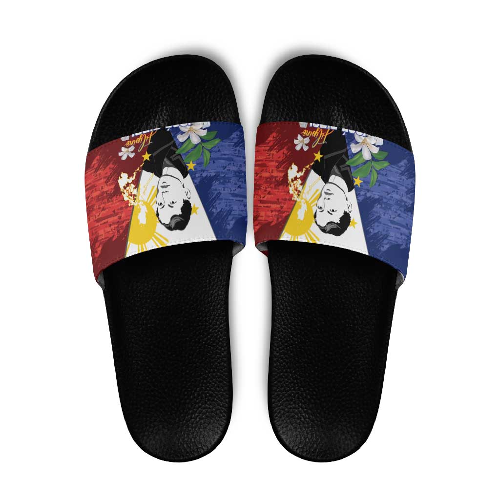 Philippines Rizal Day Slide Sandals Filipino Sampaguita Grunge Style - Polynesian Pride