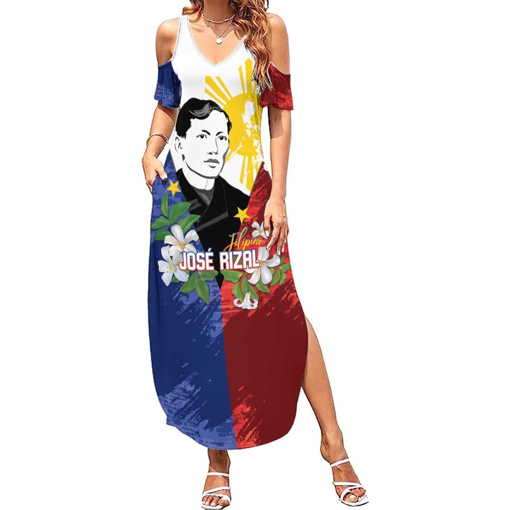 Philippines Rizal Day Summer Maxi Dress Filipino Sampaguita Grunge Style - Polynesian Pride