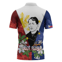 Philippines Rizal Day Zipper Polo Shirt Filipino Sampaguita Grunge Style - Polynesian Pride