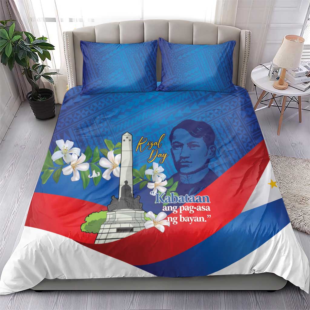 Philippines Rizal Day Bedding Set Filipino Motto Stella Polynesian Pattern - Polynesian Pride