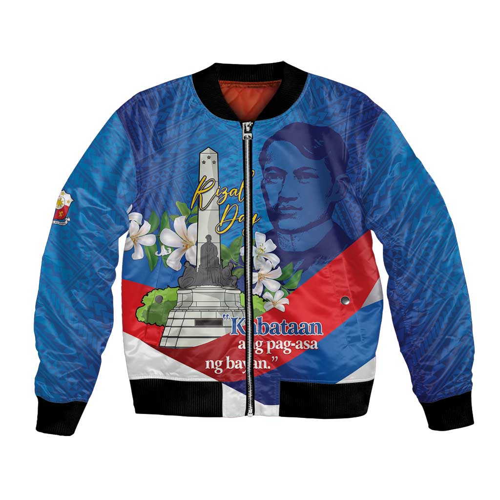 Philippines Rizal Day Bomber Jacket Filipino Motto Stella Polynesian Pattern - Polynesian Pride