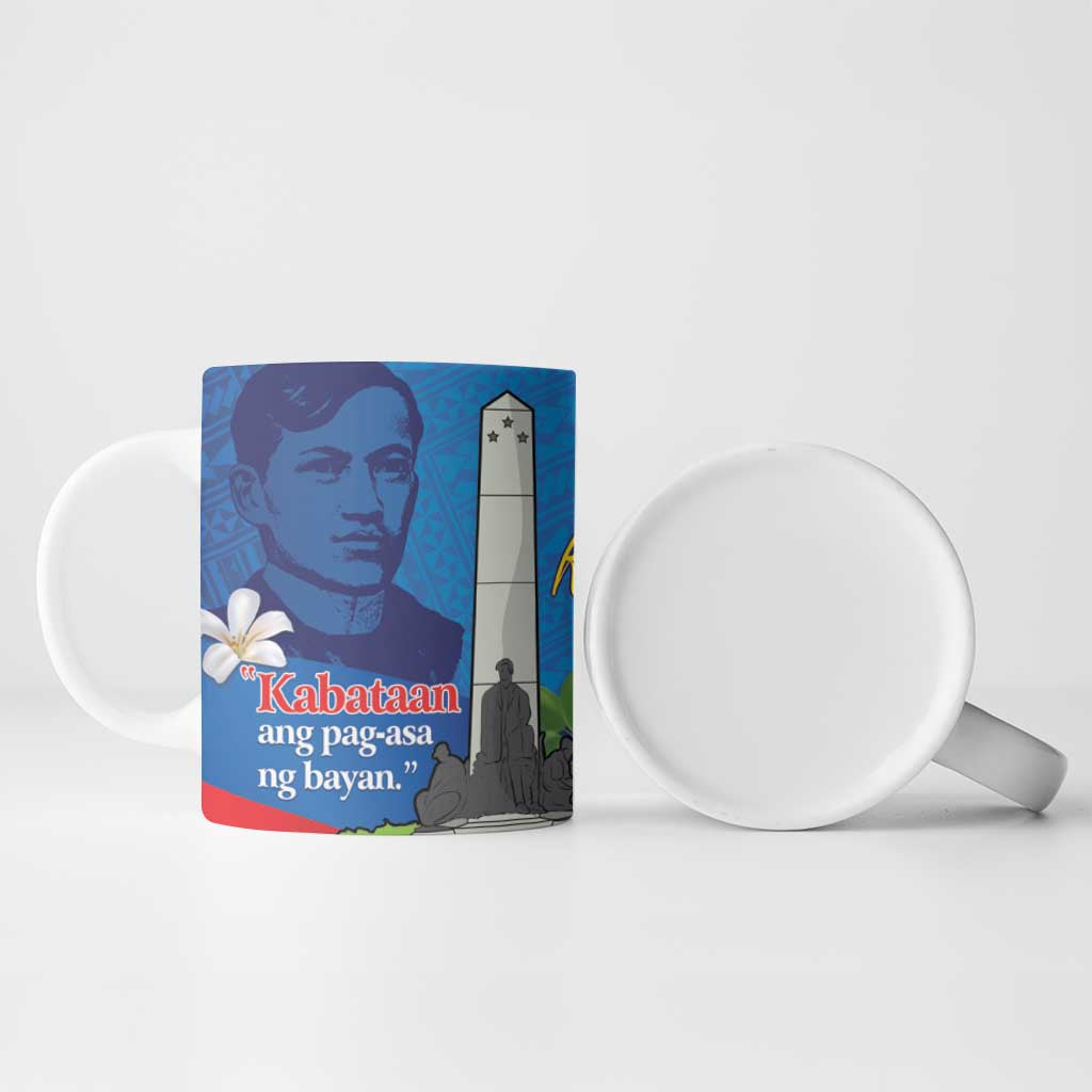 Philippines Rizal Day Ceramic Mug Filipino Motto Stella Polynesian Pattern - Polynesian Pride