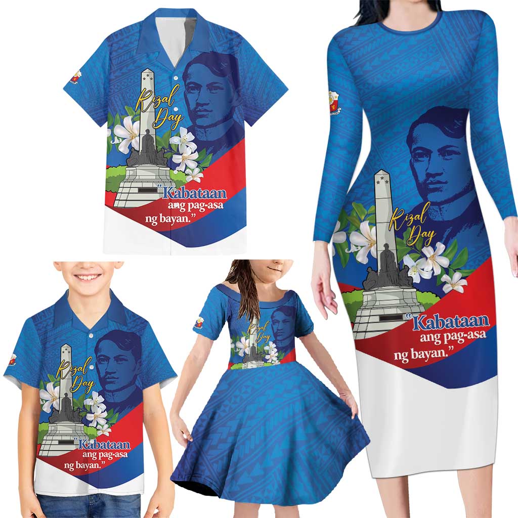 Philippines Rizal Day Family Matching Long Sleeve Bodycon Dress and Hawaiian Shirt Filipino Motto Stella Polynesian Pattern - Polynesian Pride