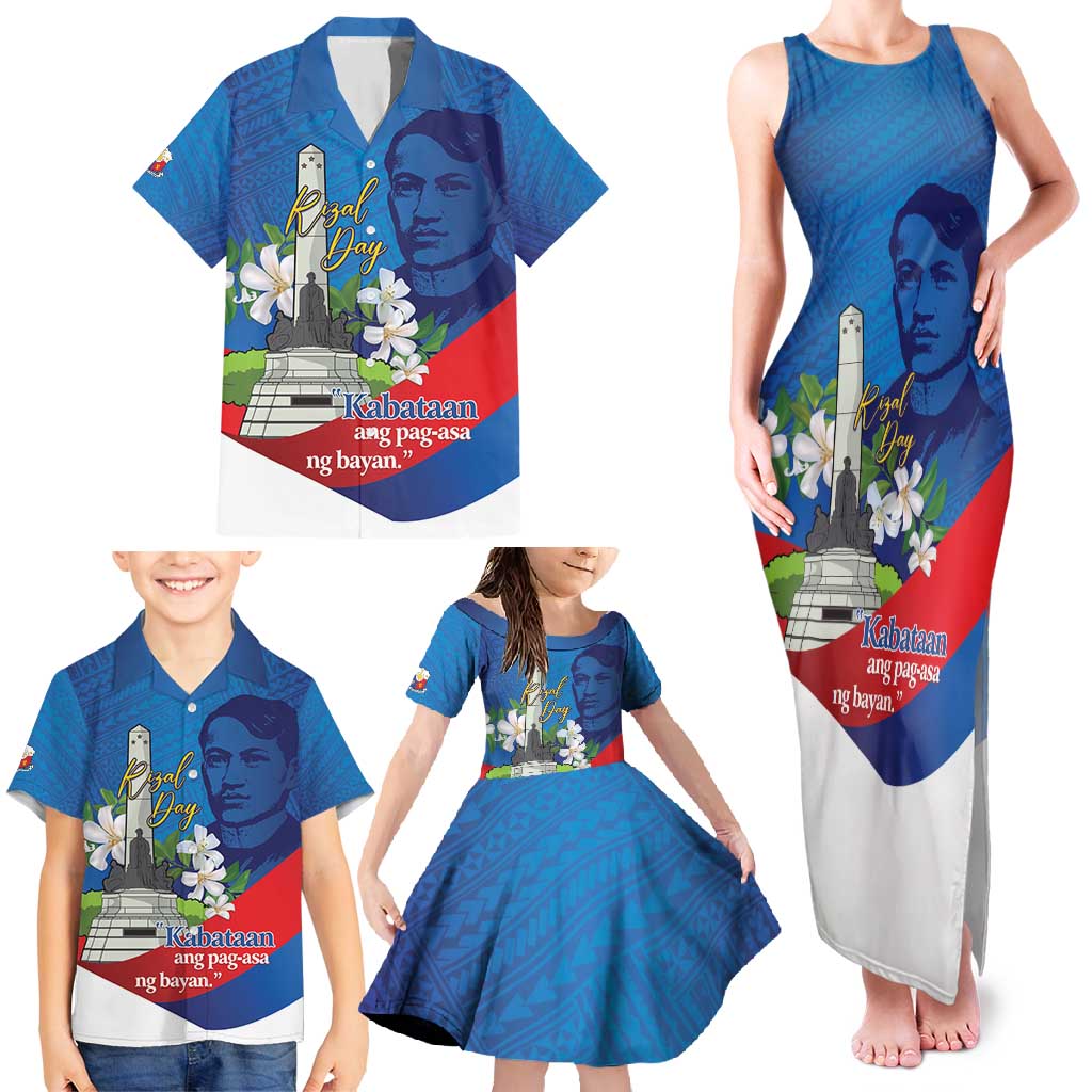 Philippines Rizal Day Family Matching Tank Maxi Dress and Hawaiian Shirt Filipino Motto Stella Polynesian Pattern - Polynesian Pride