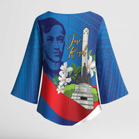 Philippines Rizal Day Kimono Sleeve Blouse Filipino Motto Stella Polynesian Pattern - Polynesian Pride