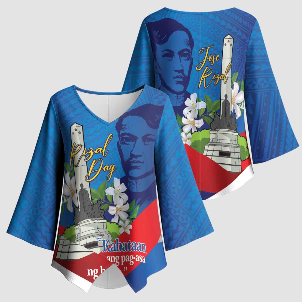 Philippines Rizal Day Kimono Sleeve Blouse Filipino Motto Stella Polynesian Pattern - Polynesian Pride