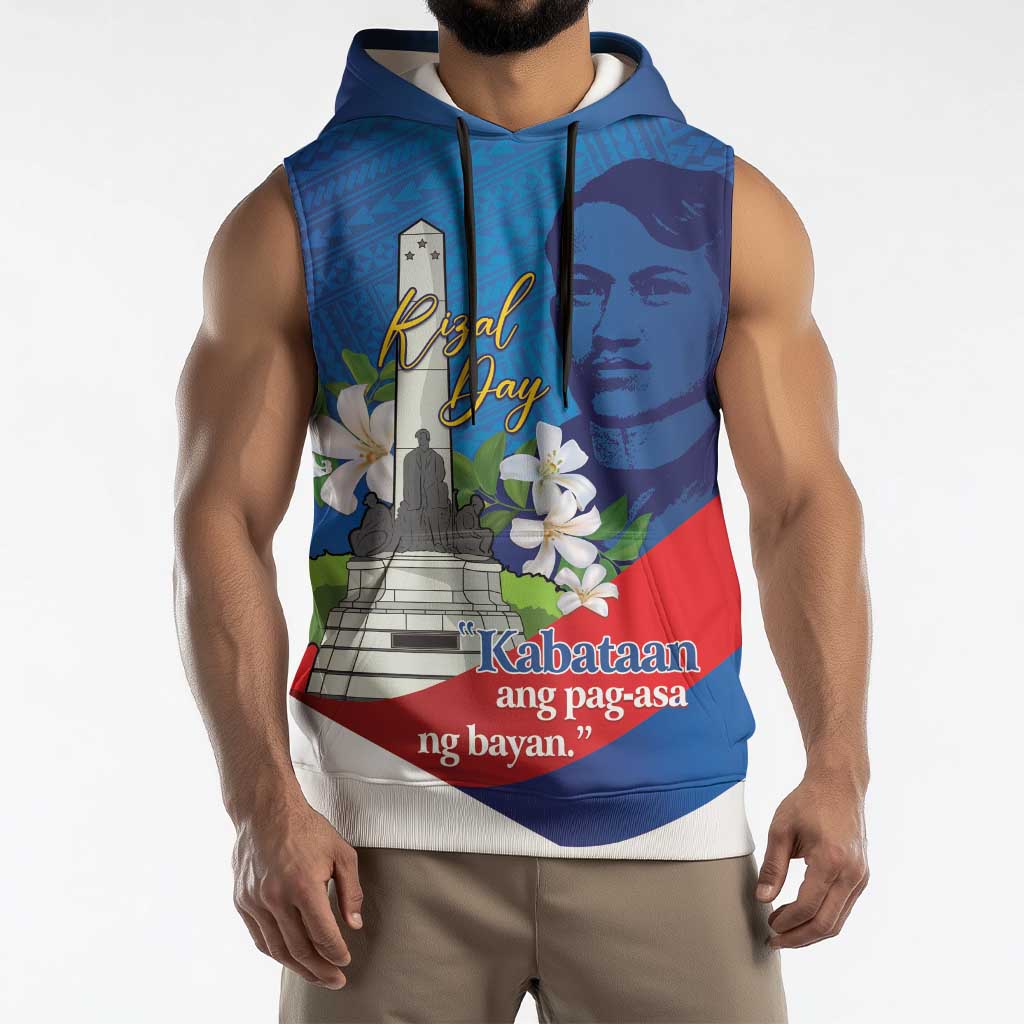 Philippines Rizal Day Sleeveless Hoodie Filipino Motto Stella Polynesian Pattern - Polynesian Pride
