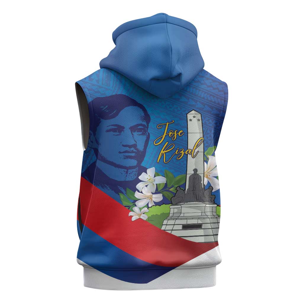 Philippines Rizal Day Sleeveless Zip Hoodie Filipino Motto Stella Polynesian Pattern - Polynesian Pride