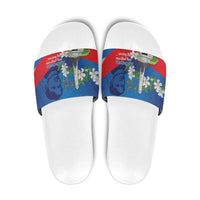 Philippines Rizal Day Slide Sandals Filipino Motto Stella Polynesian Pattern - Polynesian Pride