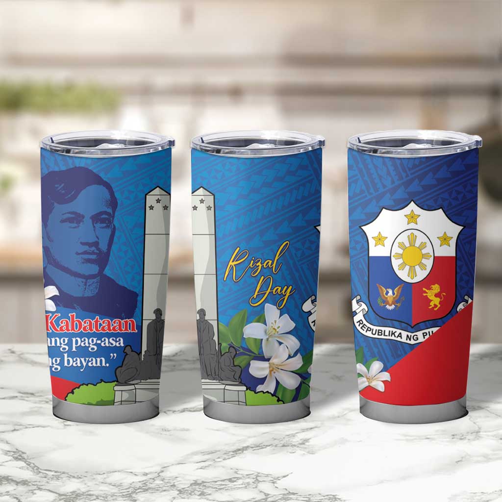 Philippines Rizal Day Tumbler Cup Filipino Motto Stella Polynesian Pattern - Polynesian Pride