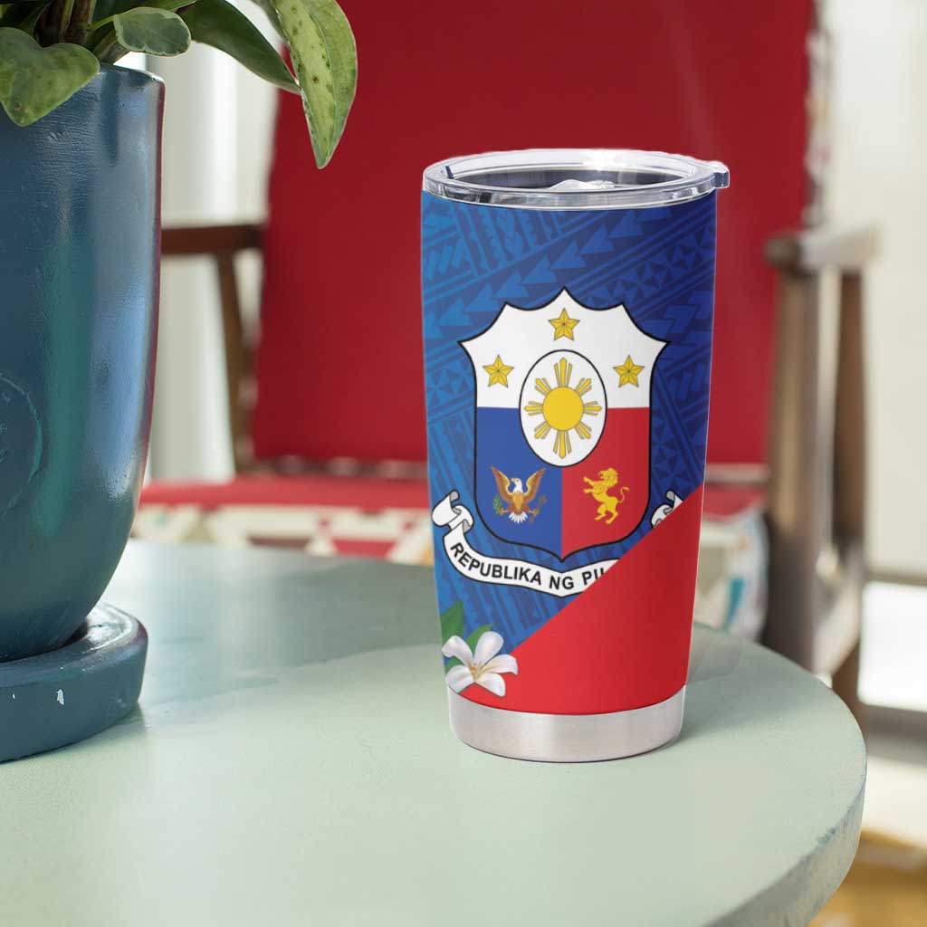 Philippines Rizal Day Tumbler Cup Filipino Motto Stella Polynesian Pattern - Polynesian Pride