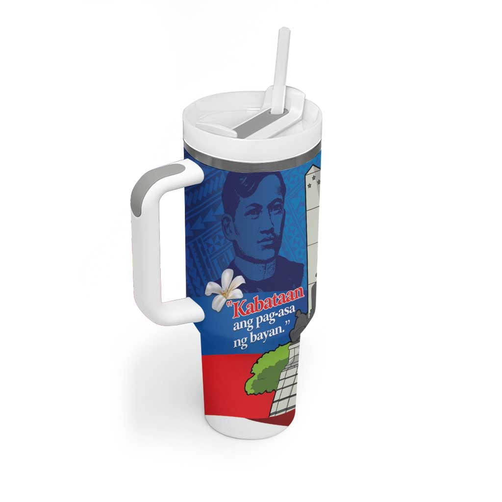 Philippines Rizal Day Tumbler With Handle Filipino Motto Stella Polynesian Pattern - Polynesian Pride