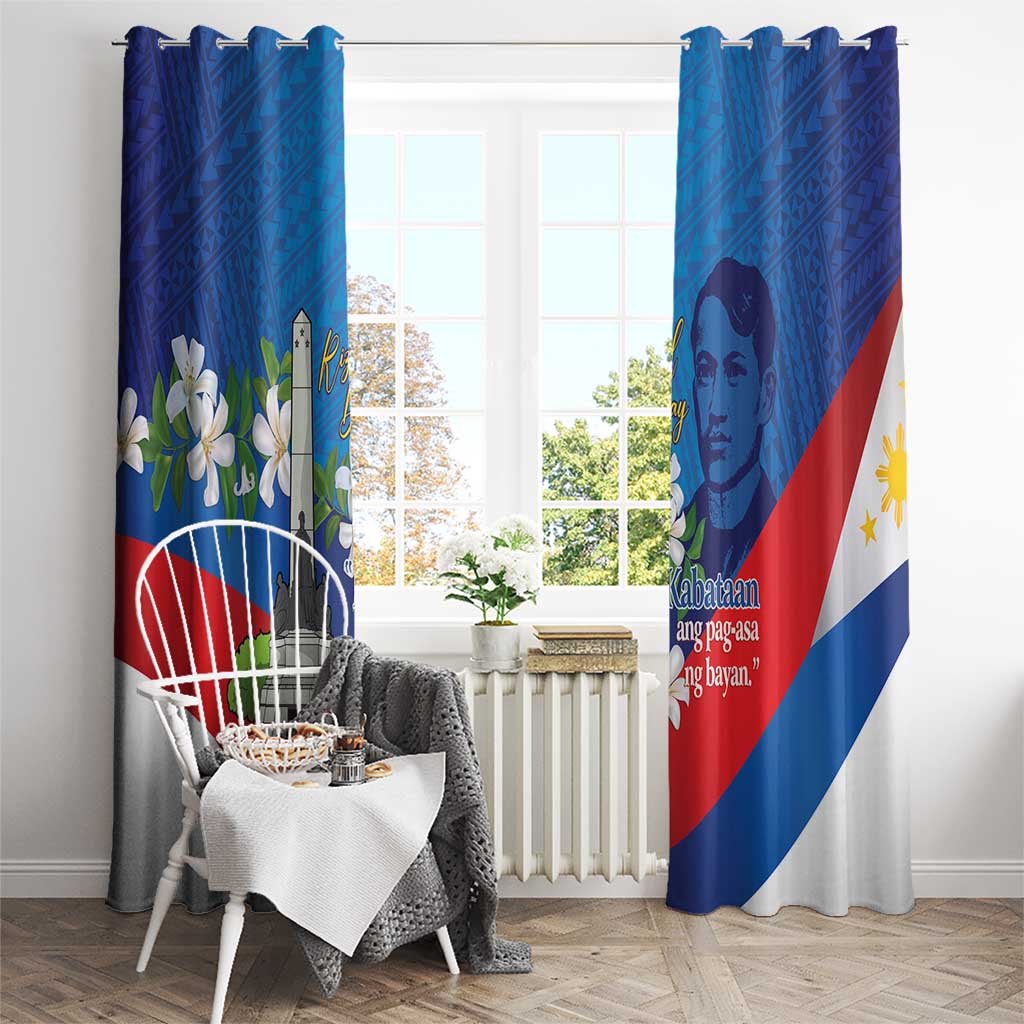 Philippines Rizal Day Window Curtain Filipino Motto Stella Polynesian Pattern - Polynesian Pride