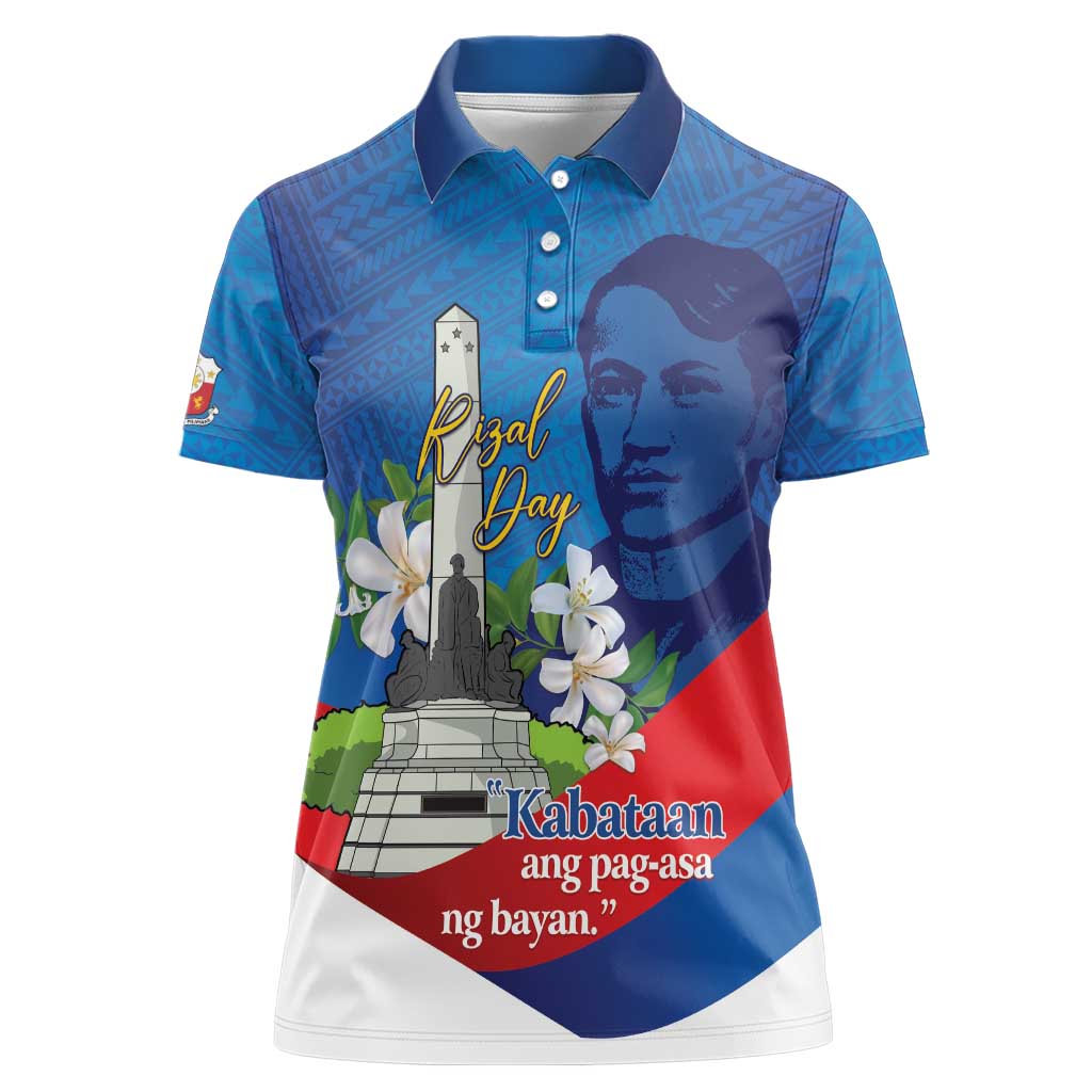 Philippines Rizal Day Women Polo Shirt Filipino Motto Stella Polynesian Pattern - Polynesian Pride