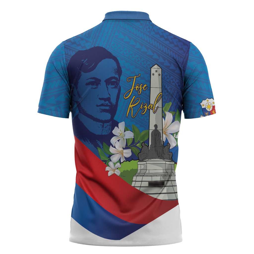 Philippines Rizal Day Zipper Polo Shirt Filipino Motto Stella Polynesian Pattern - Polynesian Pride