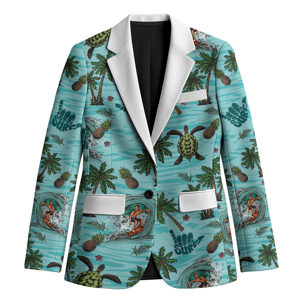 Aloha Hawaii Surfing Tropical Seamless Blazer LT14 Unisex Cyan - Polynesian Pride
