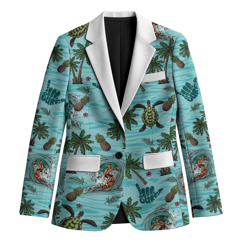 Aloha Hawaii Surfing Tropical Seamless Blazer LT14 Unisex Cyan - Polynesian Pride