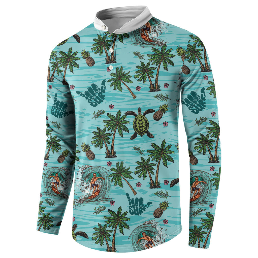 Aloha Hawaii Surfing Tropical Seamless Button Sweatshirt LT14 - Polynesian Pride